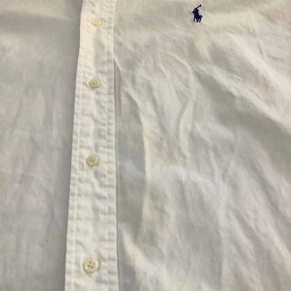 Mens XXL Ralph Lauren Short Sleeve Button down White Classic Fit Blue Tag - Picture 3 of 13